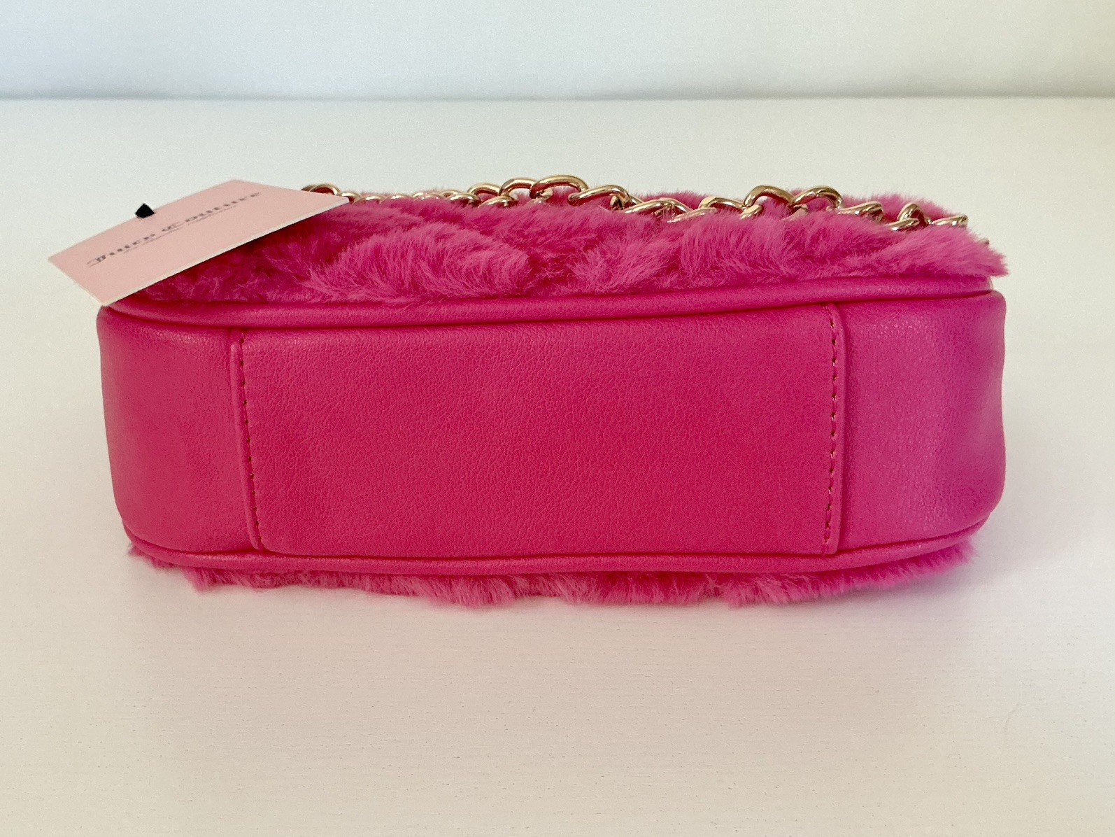 Juicy Couture Hot Pink Flash Faux Fur Get Cozy Mini Wristlet Purse Y2K style NWT