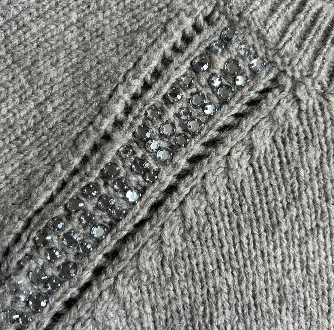 Juicy Couture Wool Blend Sweater McyBling Rhinestone Shimmer Pullover Gray S