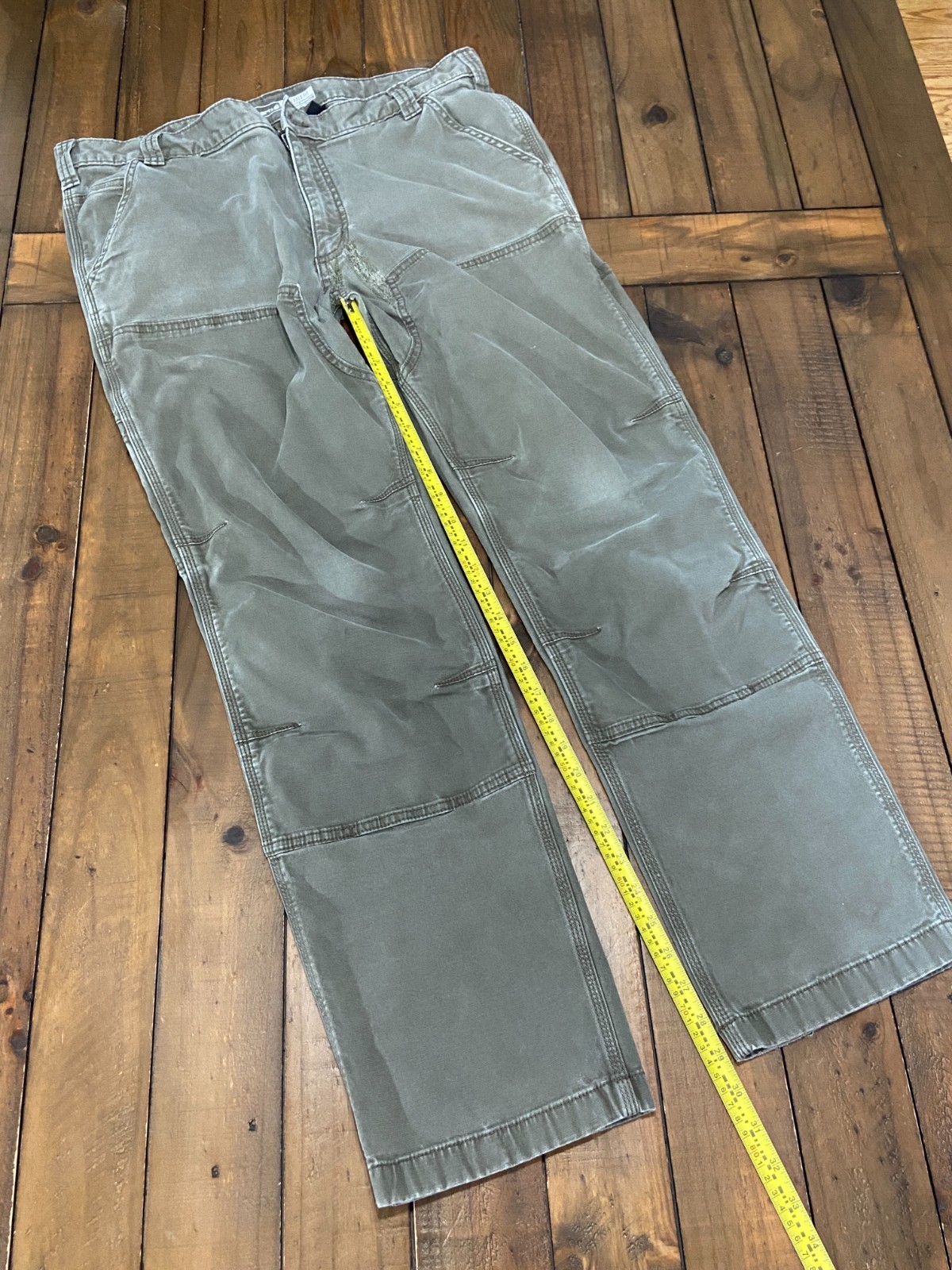 Carhartt 102802 Tarmac Gray Rugged Flex Double Front Pants 38×32 Distressed