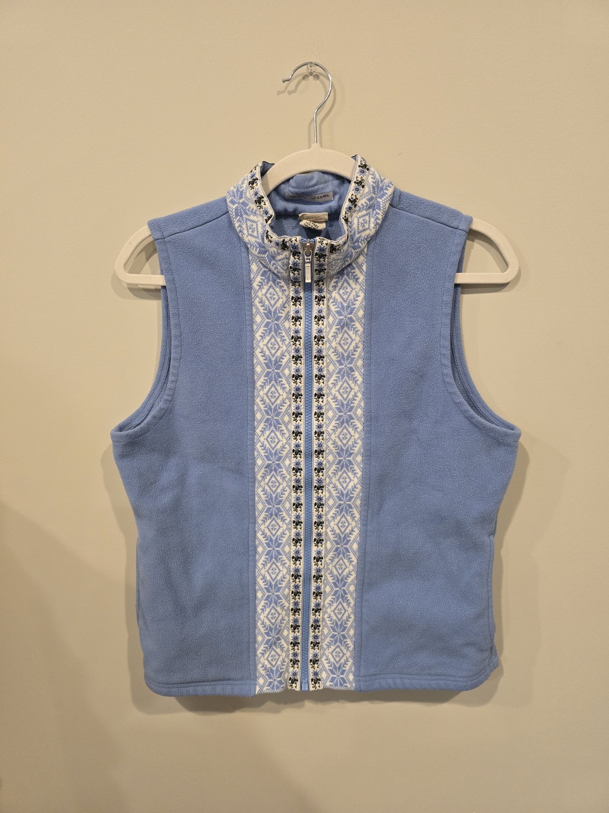 L.L.Bean Women’s Blue Full Zip Sleeveless Vest, Regular Fit Size L
