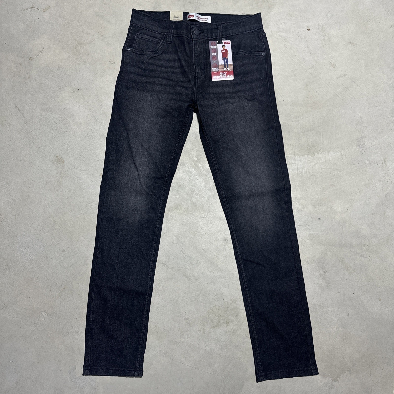 NWT LEVI’S 510 PERFORMANCE SKINNY JEANS YOUTH SZ 18 SZ 29×31 BLACK Boys Stretch