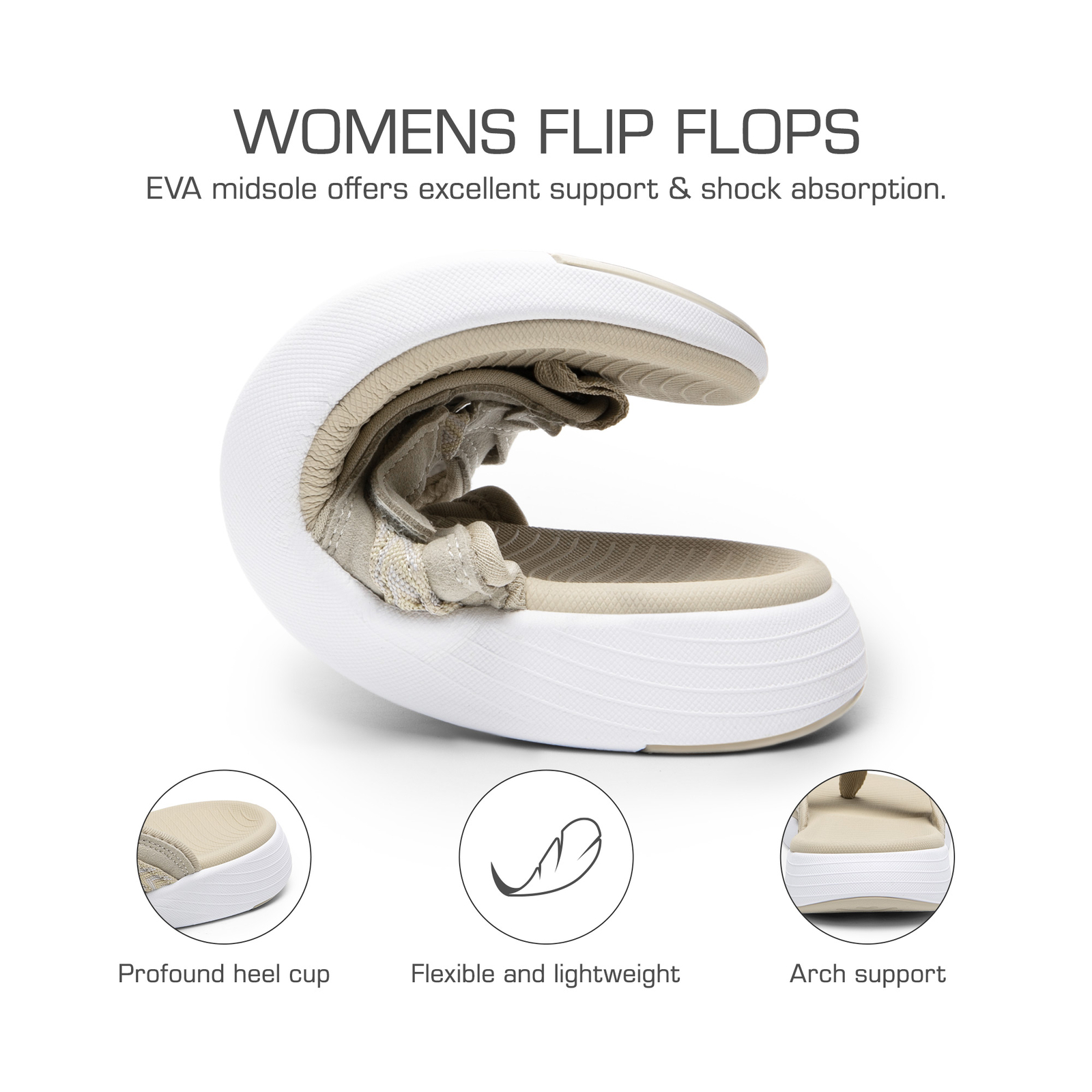 Women Summer Flip Flops With Arch Support Air Cushion Beach Walking Sandals US