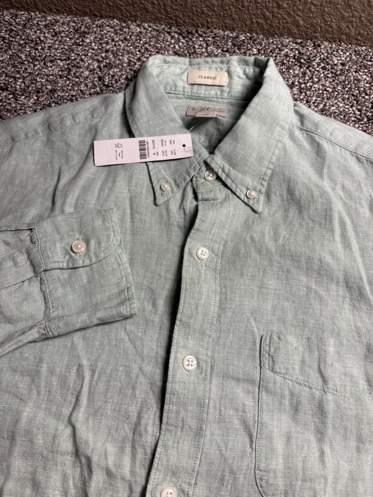 J Crew Baird Mcnutt Irish Linen Shirt Mens Medium Green Button Down