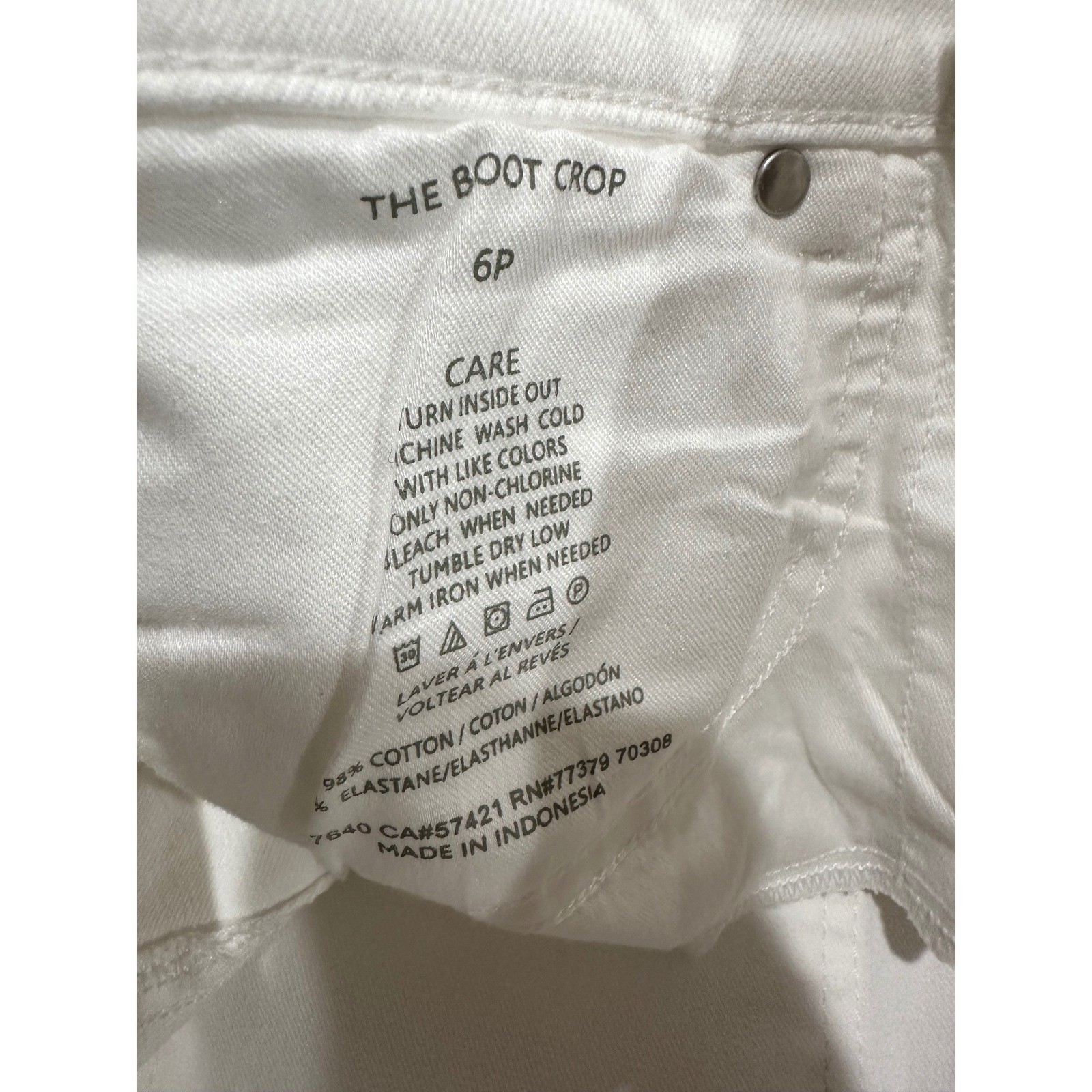 Ann Taylor White Boot Crop Jeans High Rise Raw Hem Petite Size 6P