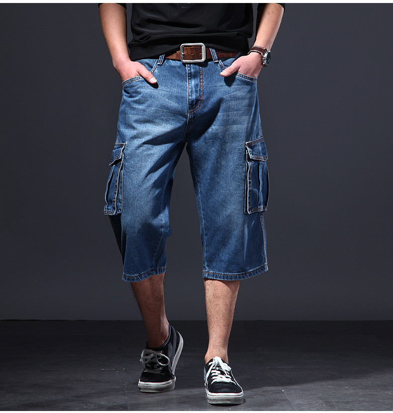 New Men’s Jeans Denim Cargo Combat Shorts Summer Casual Multi Pocket Pant W30-48