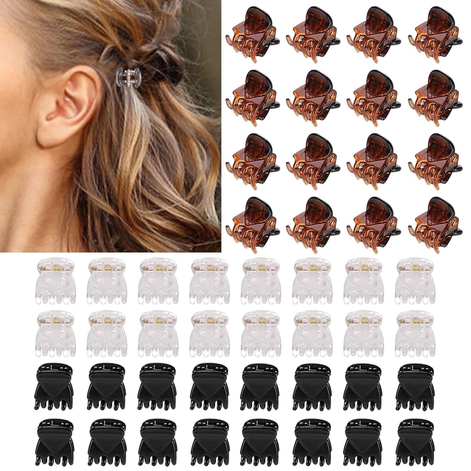 48 PCS Mini Hair Clips Small Jaw Clips Plastic Tiny Hair Clips For Thin Hair