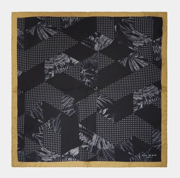 Ted Baker HORSHAM $49 Navy Tonal Jacquard Silk Pocket Square BNWT Handkerchief