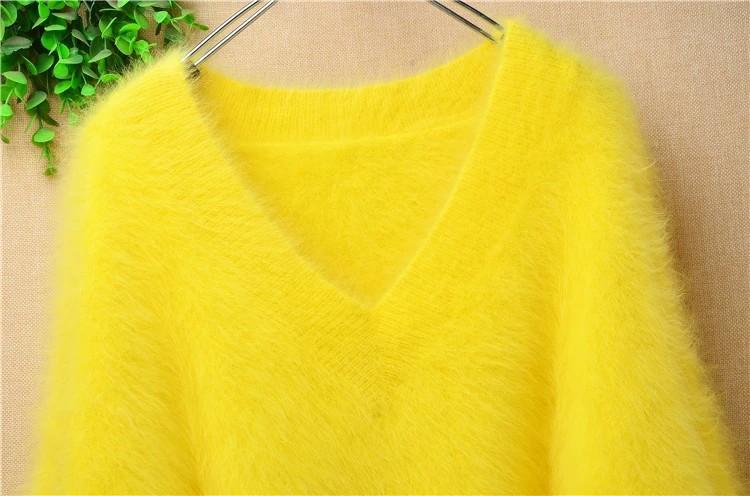 Ladies Women Angora Mink Cashmere Warm Fluffy Fuzzy Knitted Tops Sweaters Jumper
