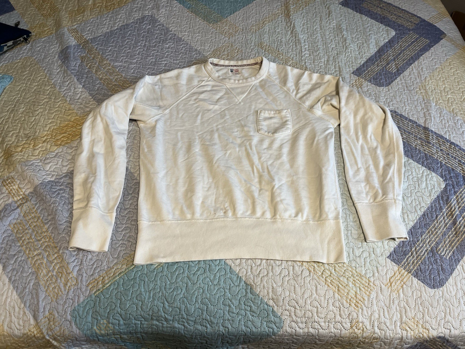 Champion x Todd Snyder Pocket Crewneck Sweatshirt Ivory Size Medium Sample