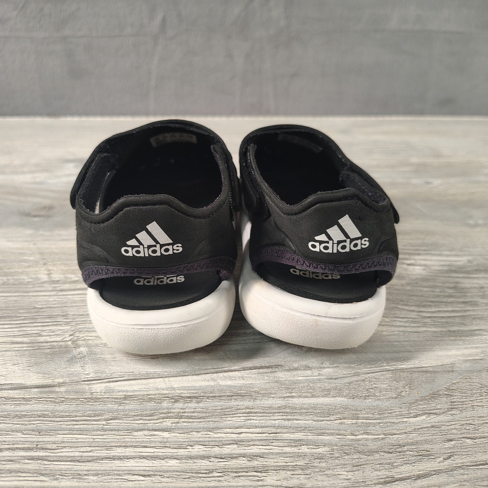 Adidas Toddler Unisex 11K Black White Slip On Water Shoes Pool Beach EUC