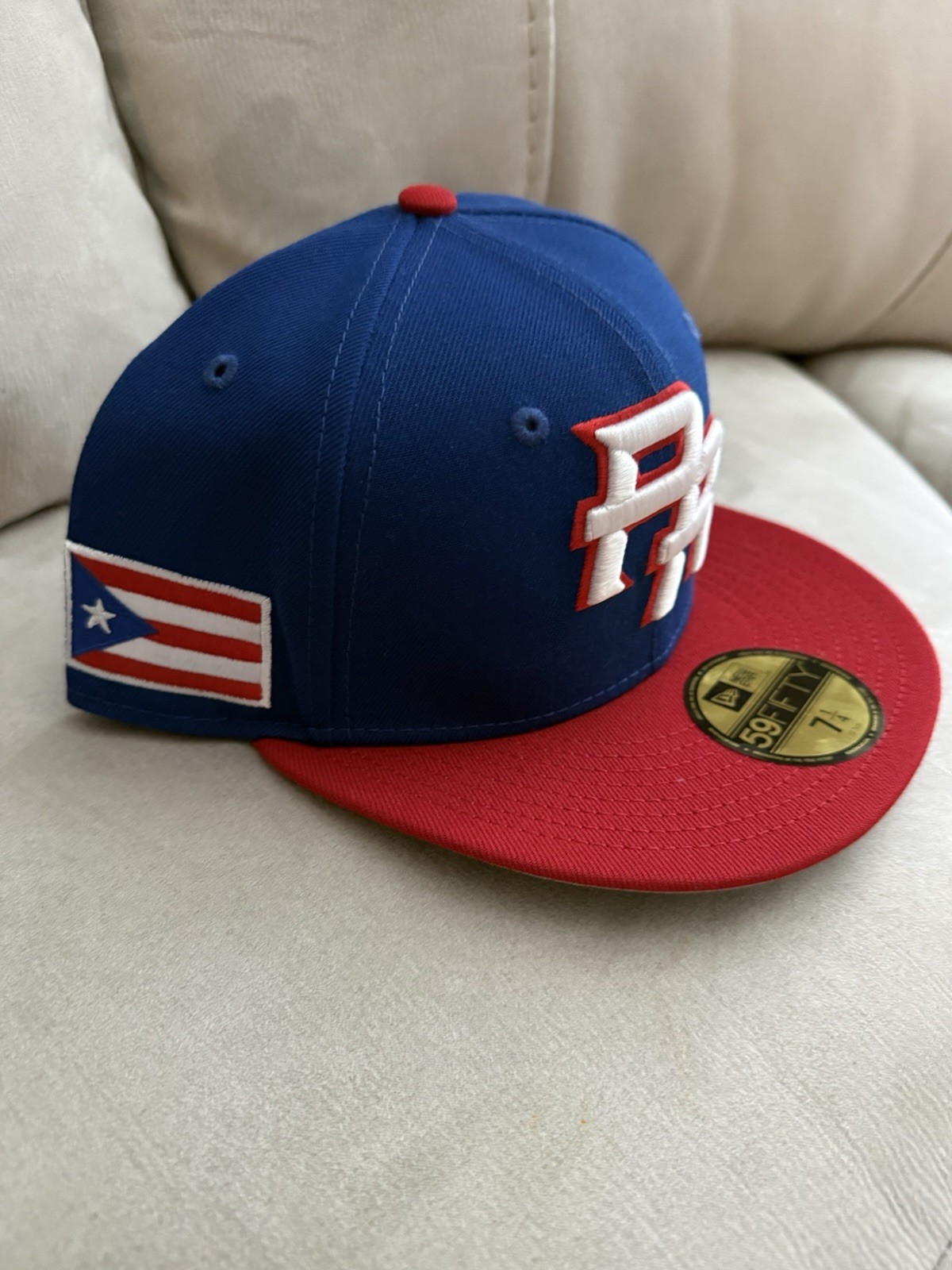 New Era Puerto Rico Flag Colorblock Fitted Baseball Cap Blue/Red/White 7 1/4