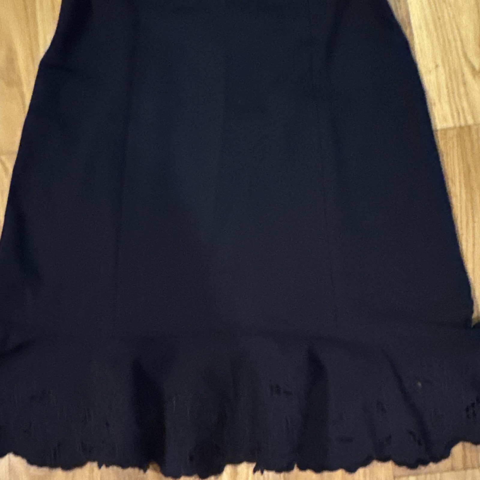 RSVP by Talbots Black Fit & Flare Midi Dress 12 Short Sleeve Eyelet Hem
