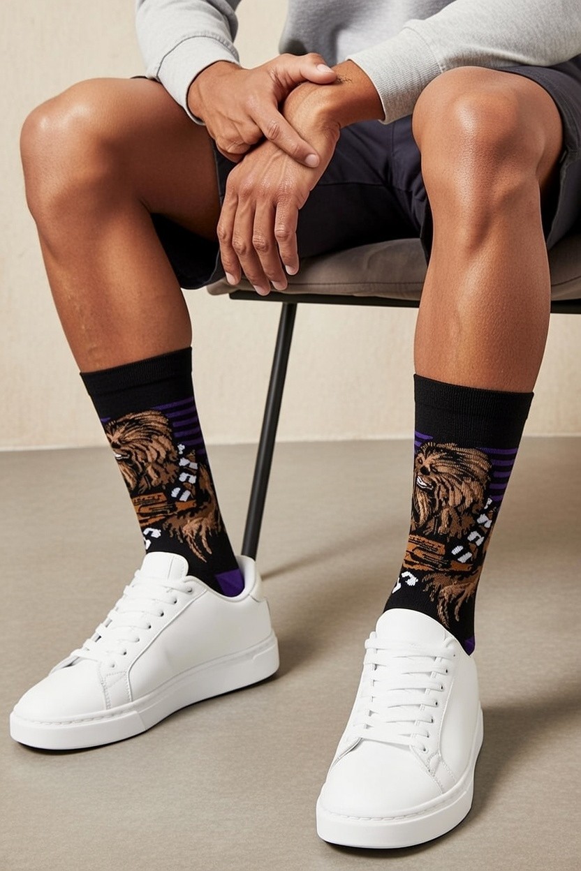 CHEWBACCA | Mens Star Wars Chewie Wookiee Black Socks One Size UK 6-11 EU 40-46