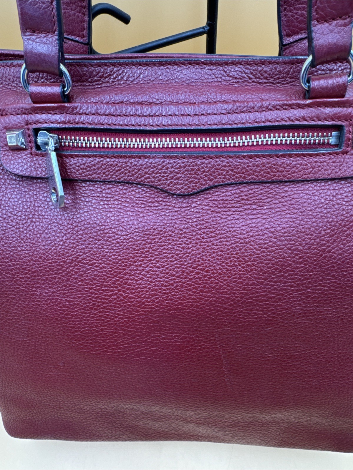 Rebecca Minkoff Red Leather Shoulder Bag Bottom Studs Sliver Hardware