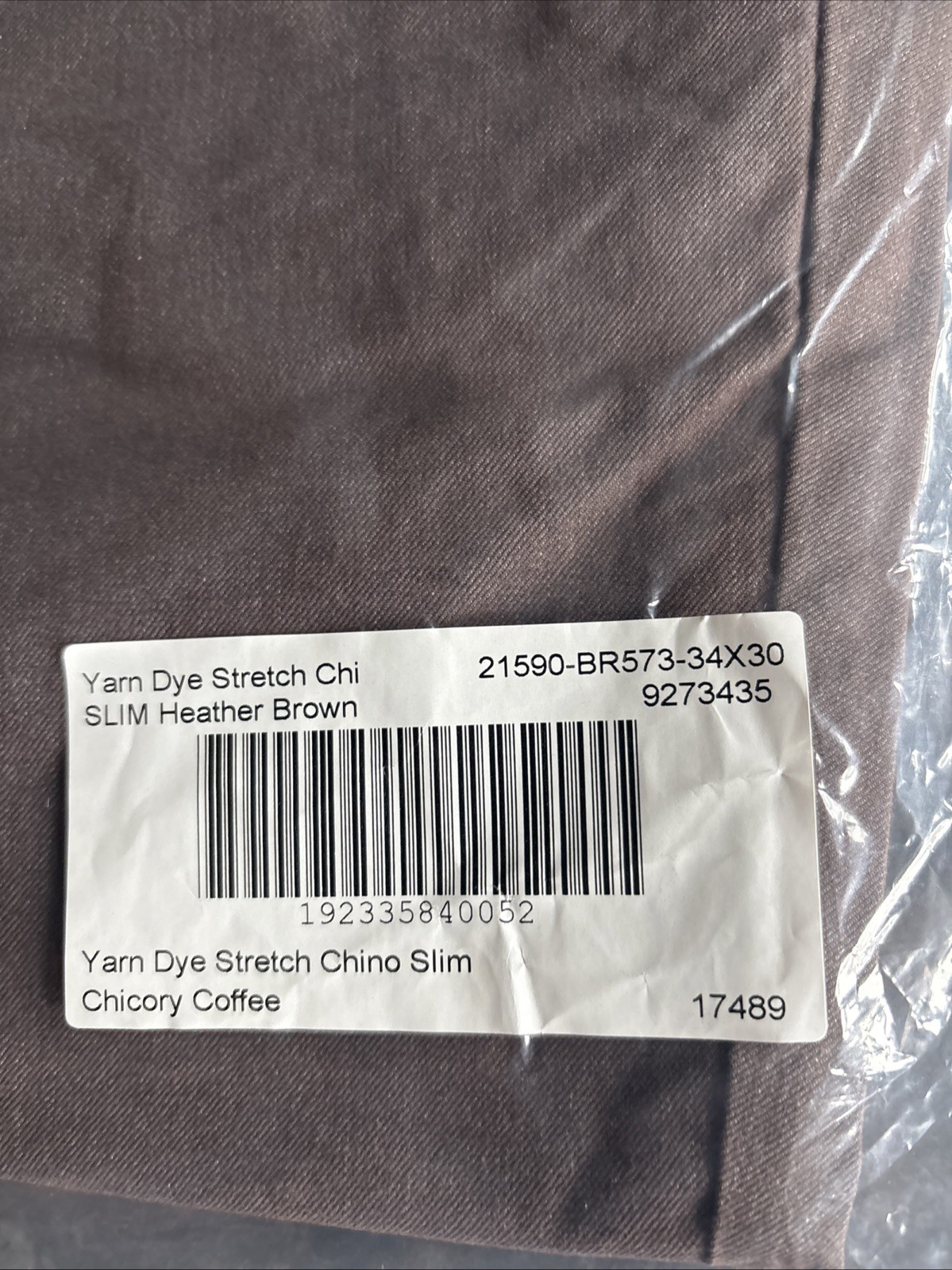 Bonobos Stretch Yarn Die Chinos Heather Brown 34×30 Slim Fit NEW R165-