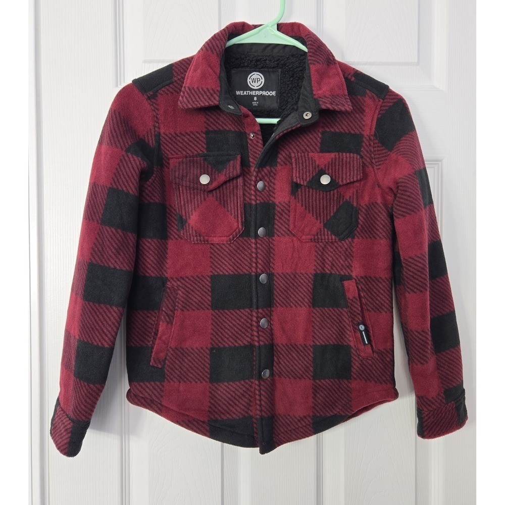Weatherproof Boys Fleece & Sharpa Jacket Size 8 Has Snap Closure.