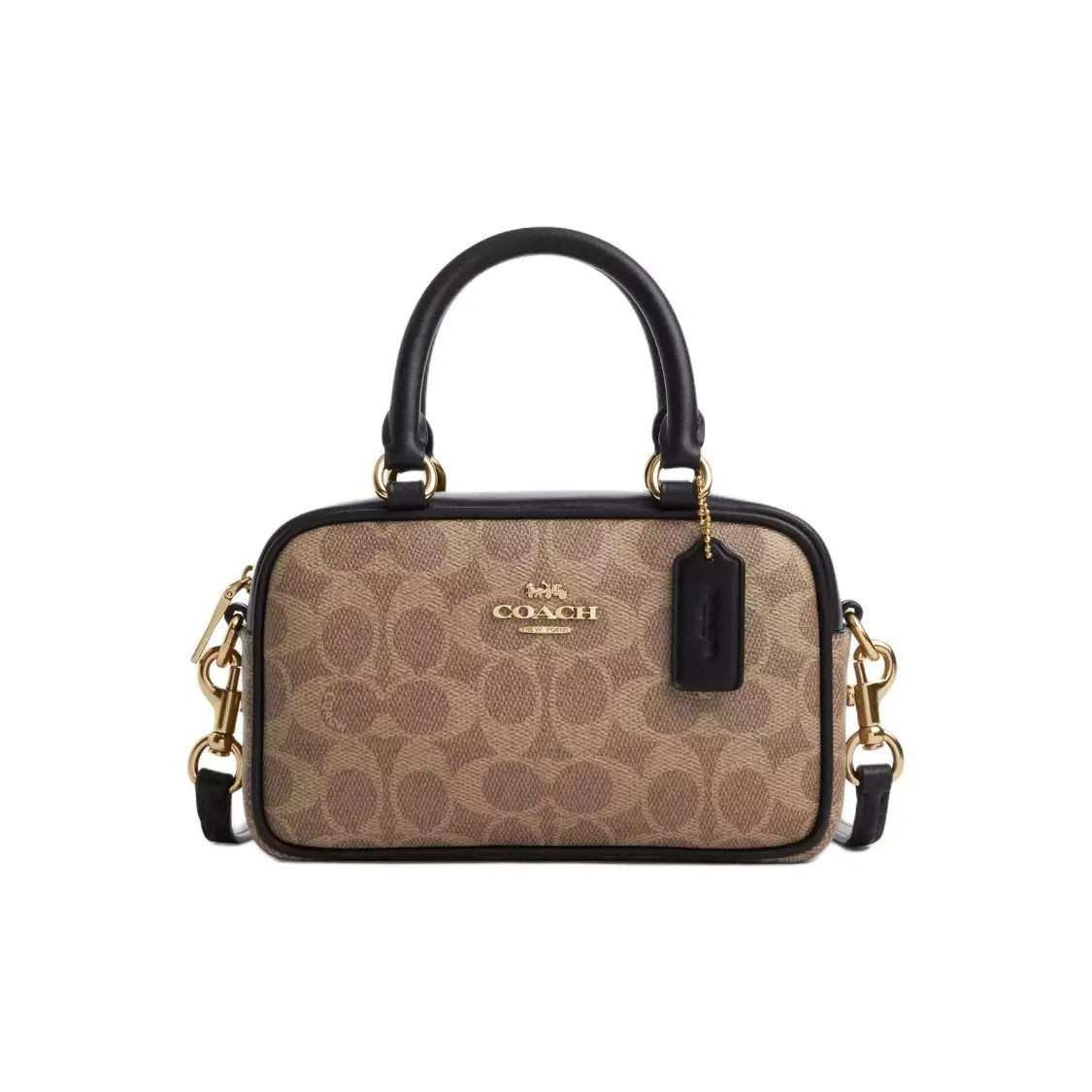 COACH SATCHEL 18 Shoulder Crossbody Handbag Small Women’s Khaki 7.2×2.7×5.1 in