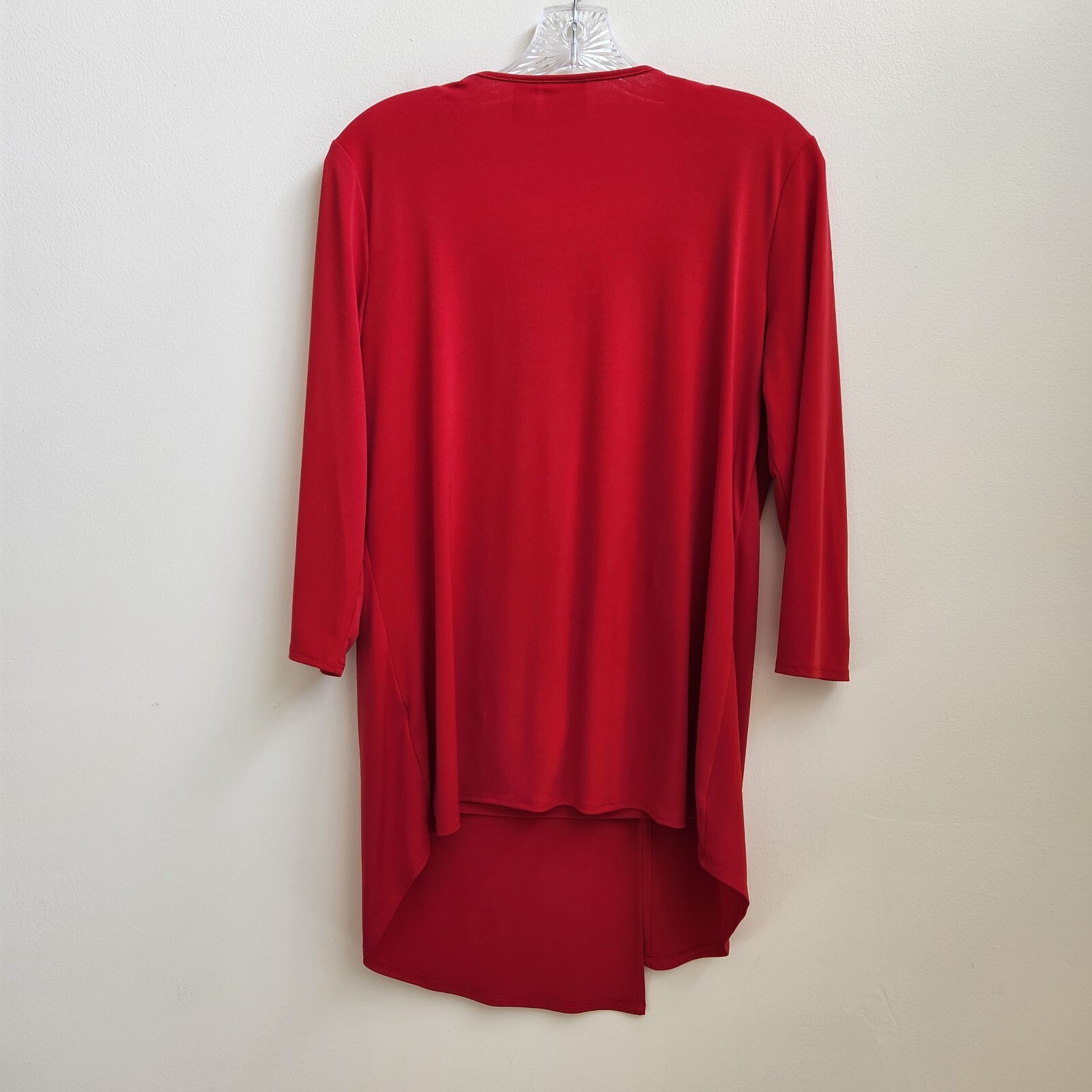 Chico’s Top Women’s 1 Red Zip Design Tunic Classic Holiday Lagenlook Minimalist