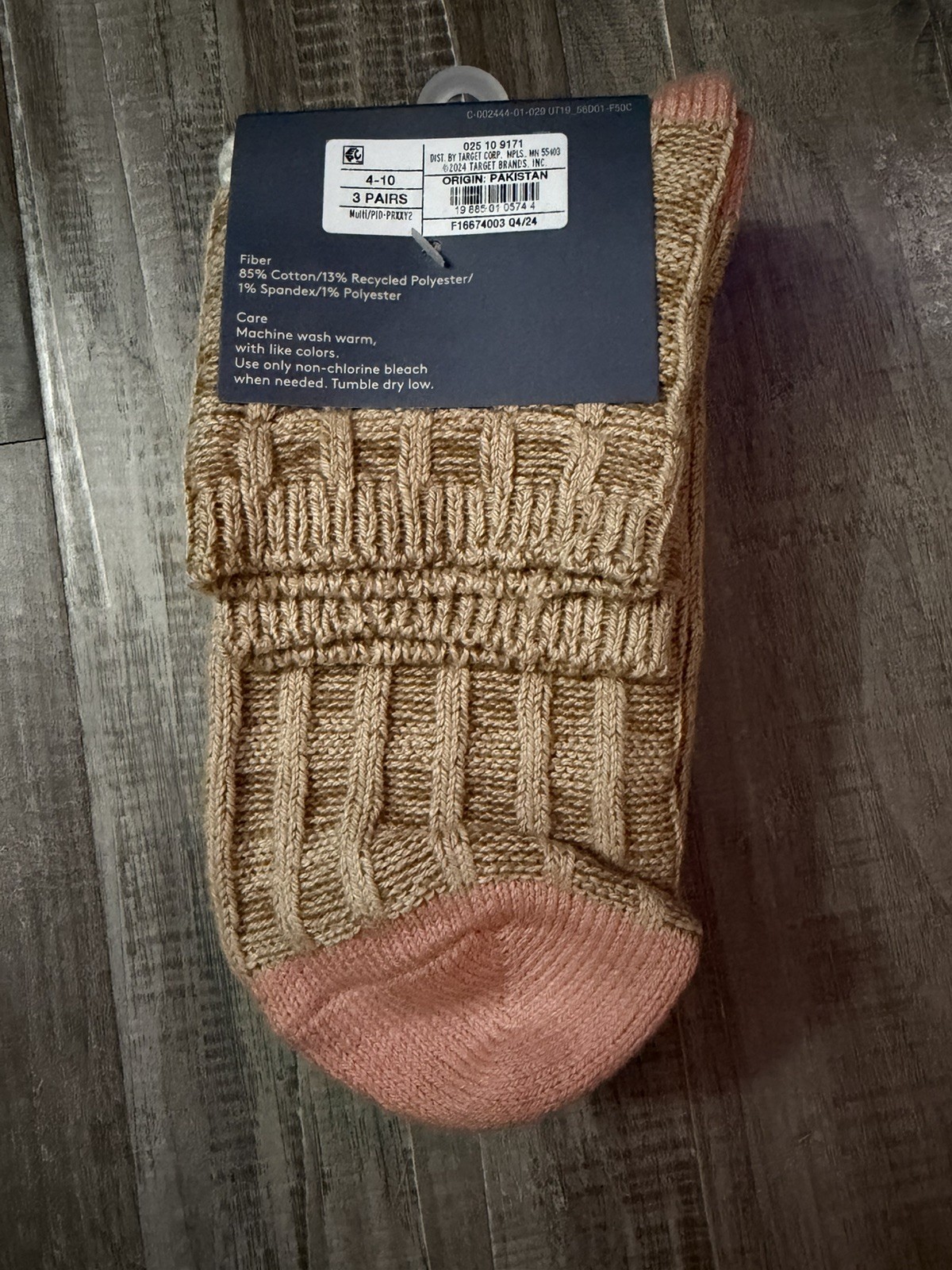 Universal Thread Women’s Ankle Socks (4-10) 3 Pk: Pink/Blue, Cream, Tan/Pink NWT