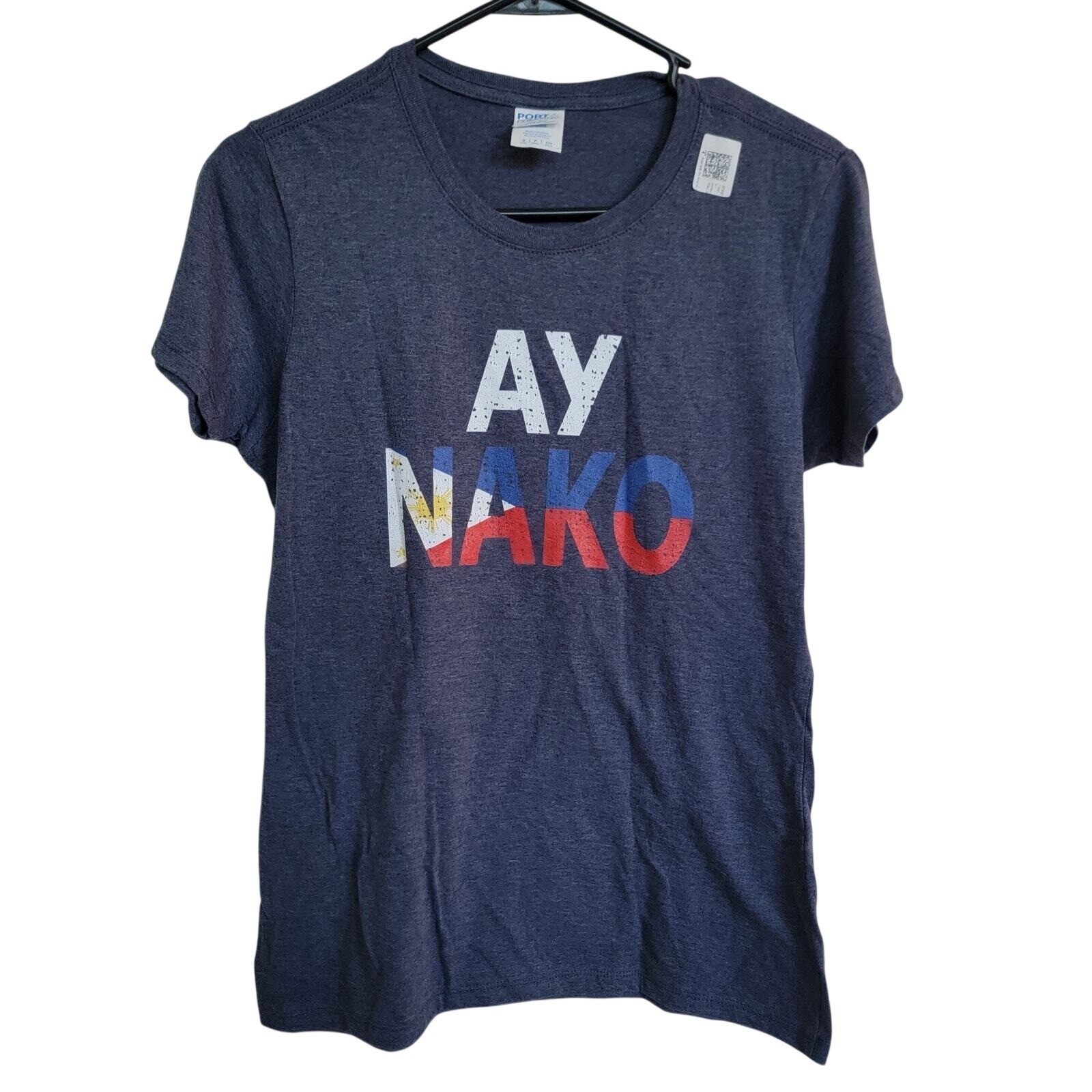 Philippines Filipino “Ay Nako” Shirt Sz Small Heathered Blue Short Sleeve Pinoy