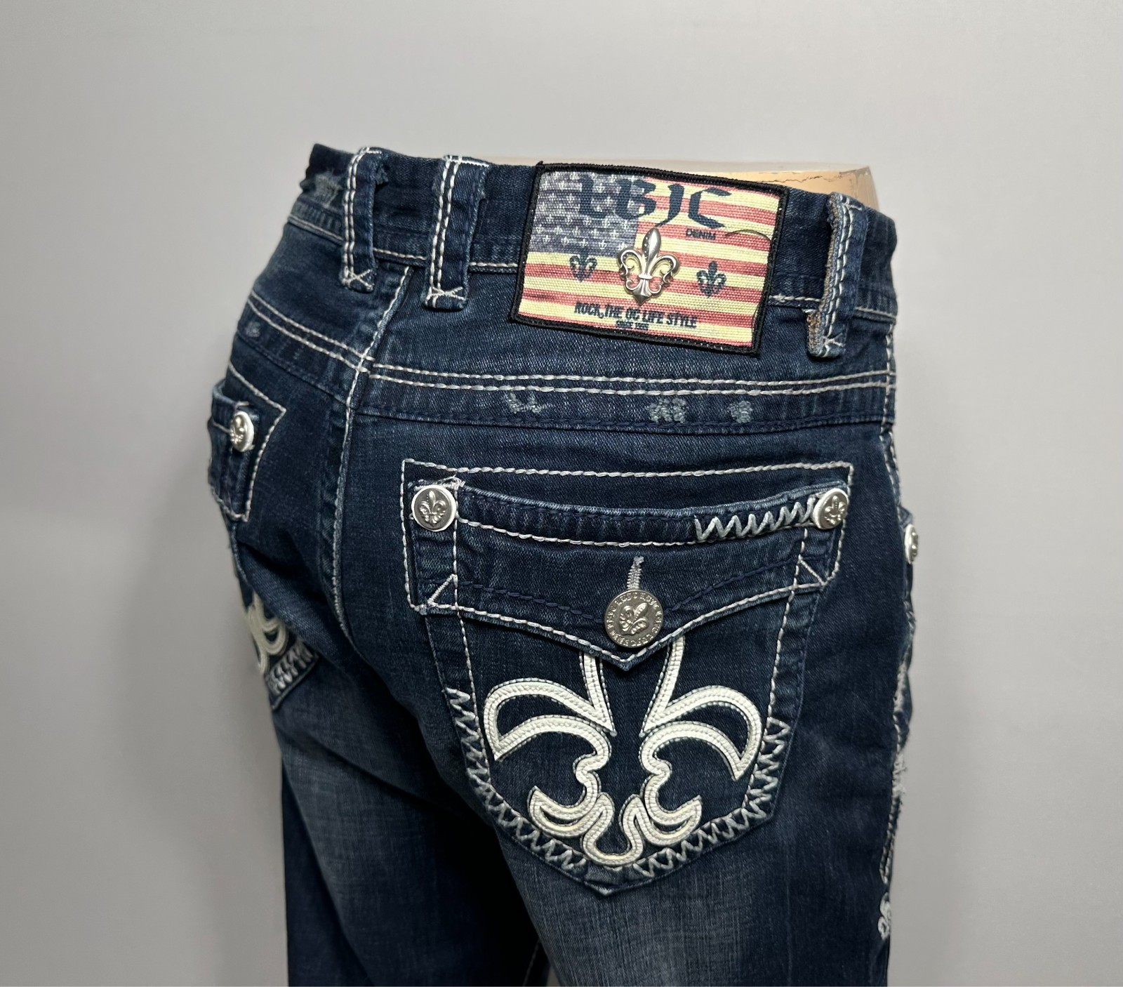 Laguna Beach Jeans Mens 36×33 Straight Dark Thick Stitch Y2K Designer Jeans LBJC