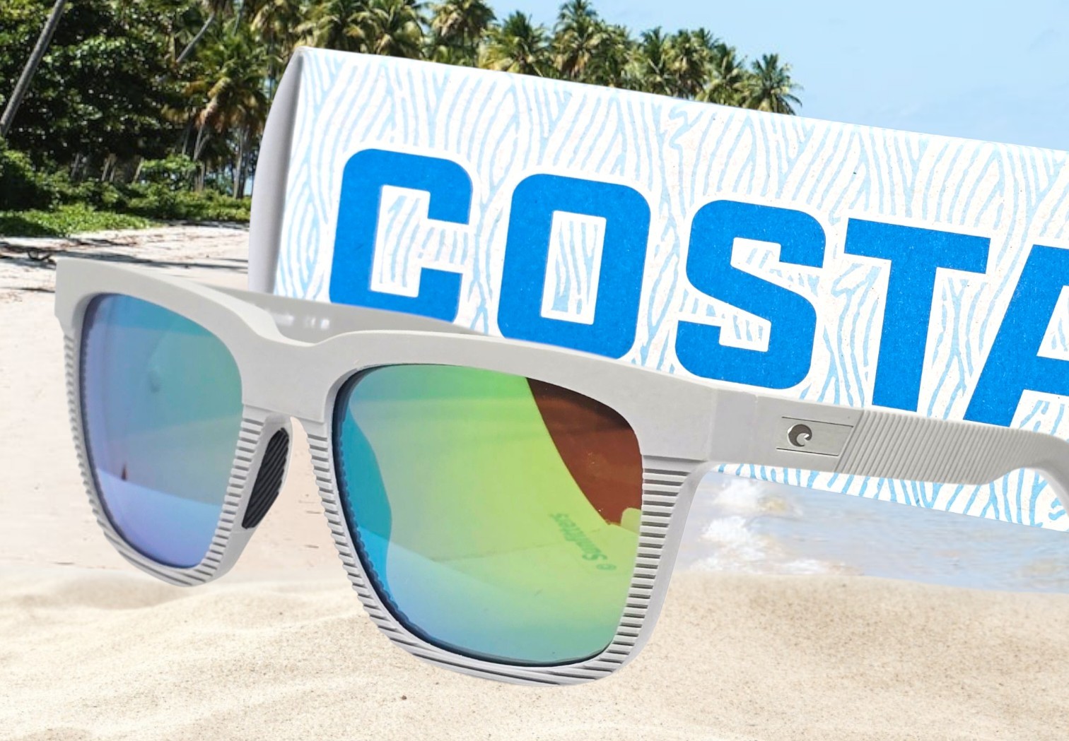 COSTA DEL MAR net light gray/green mirror PESCADOR polarized 580G sunglasses NEW