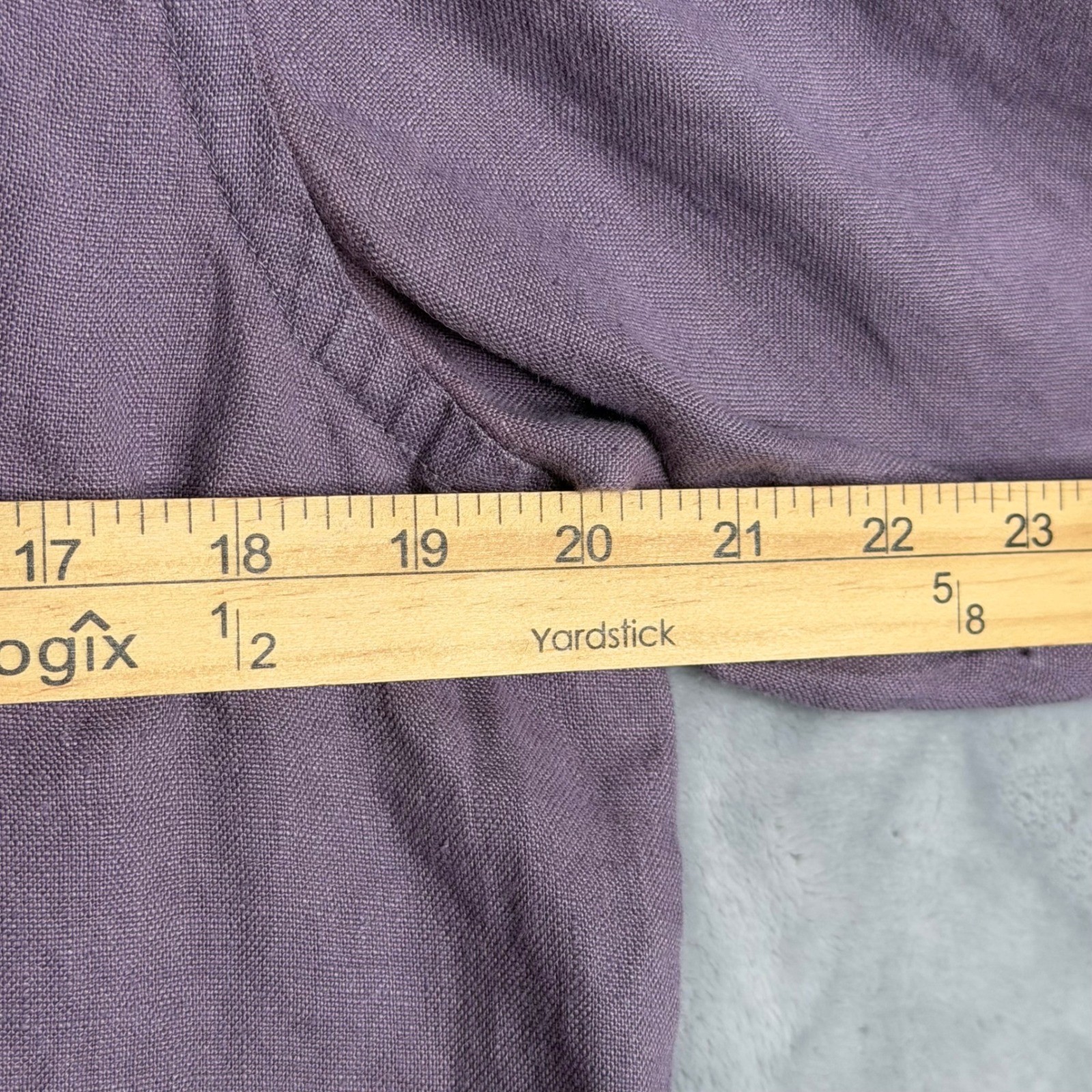 Orvis 100% Linen Button Front Shirt Womens M Purple Lavender Lagenlook Preppy