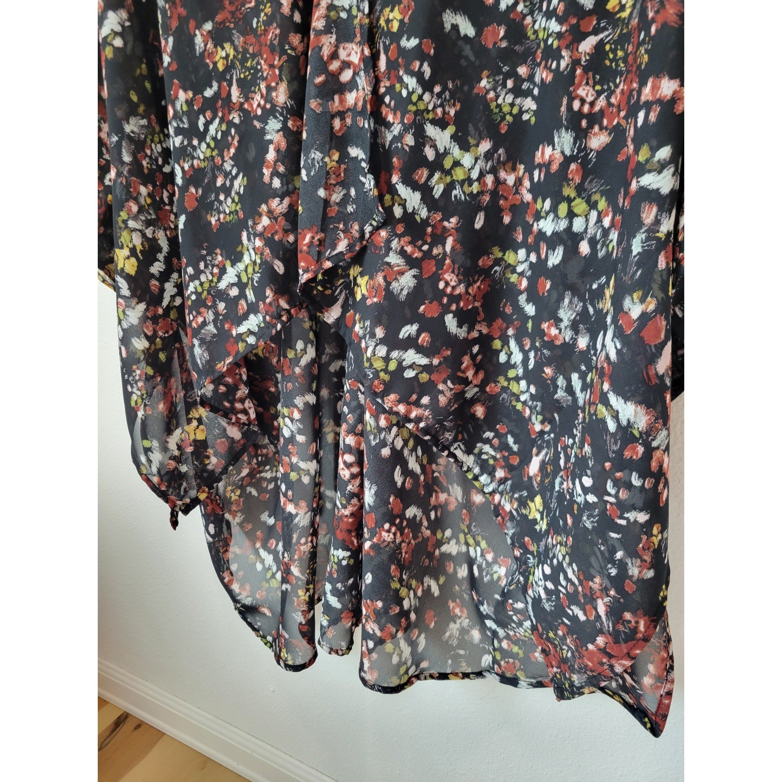 Sseko Recycled Chiffon Floral Kimono Blouse One Size Bohemian Festival Swim