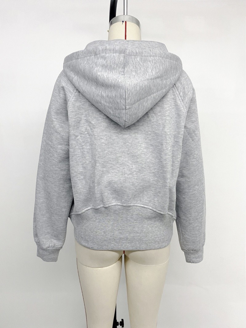 Women’s Long Sleeve Hooded Solid Color Pullover Sweatshirt for Autumn and Winter