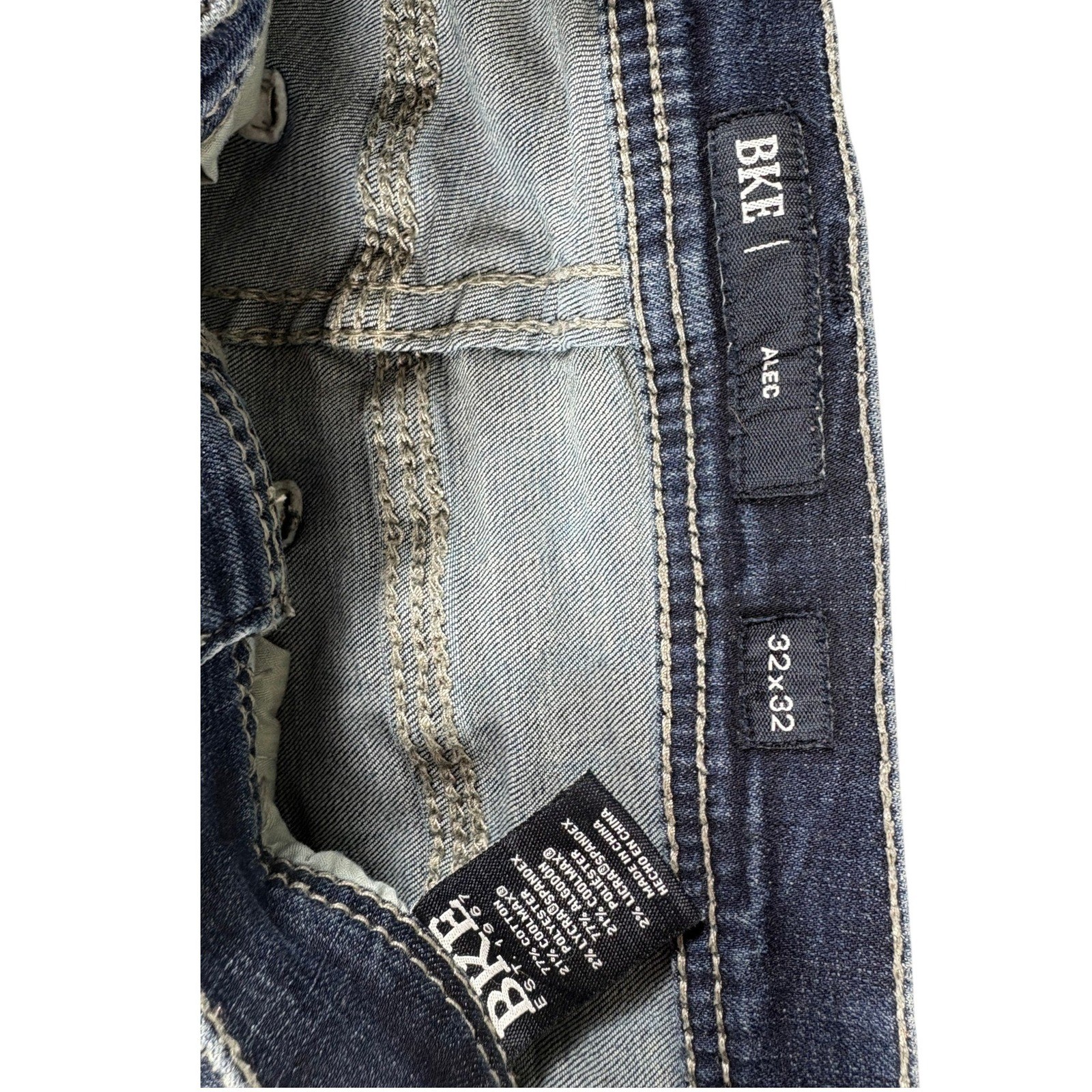 BKE Alec Straight Jeans Mens 32×32 Blue Denim Dark Wash Stretch Rugged Workwear