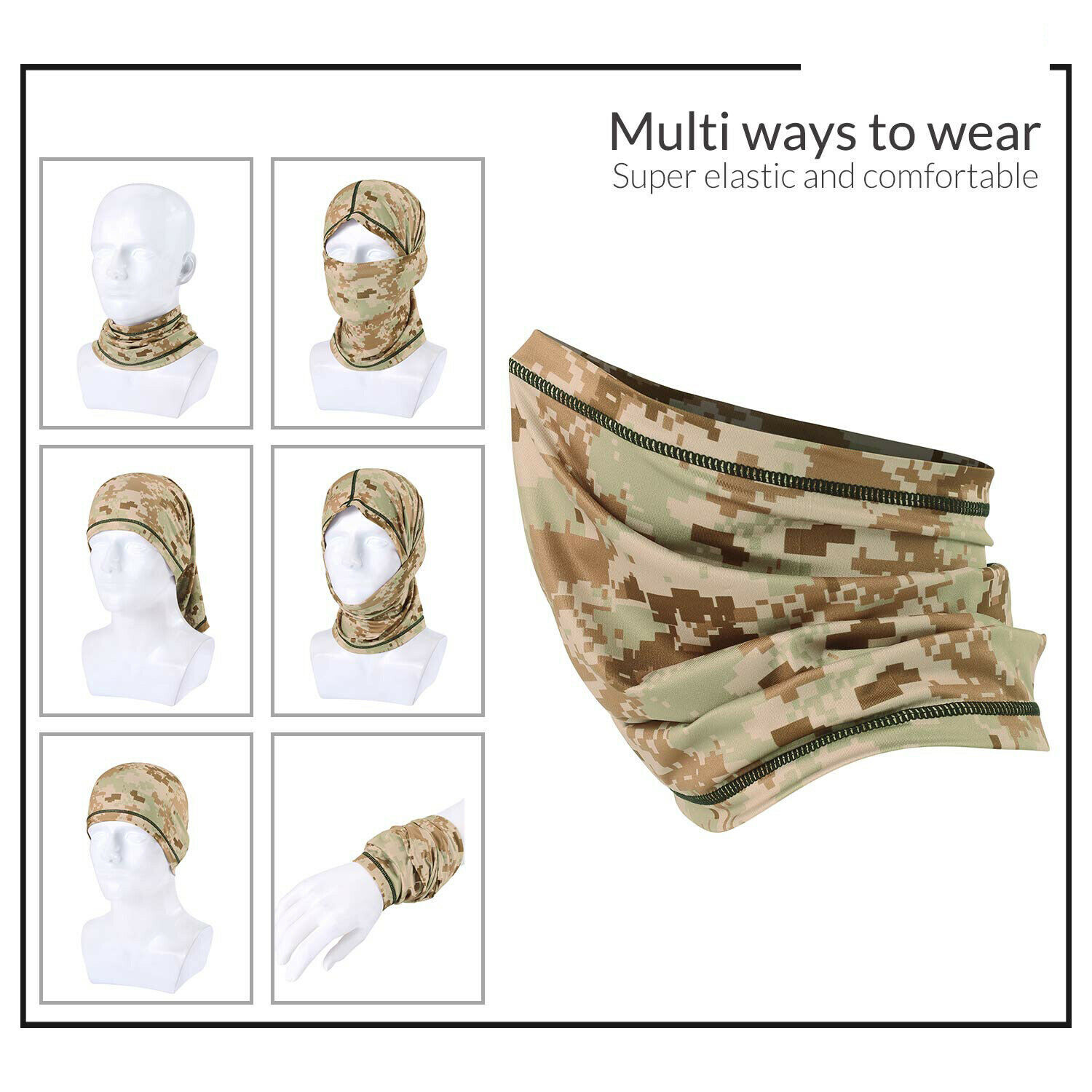 Camo Tactical Neck Gaiter Face Mask Scarf Breathable Bandana Cover Headwear US