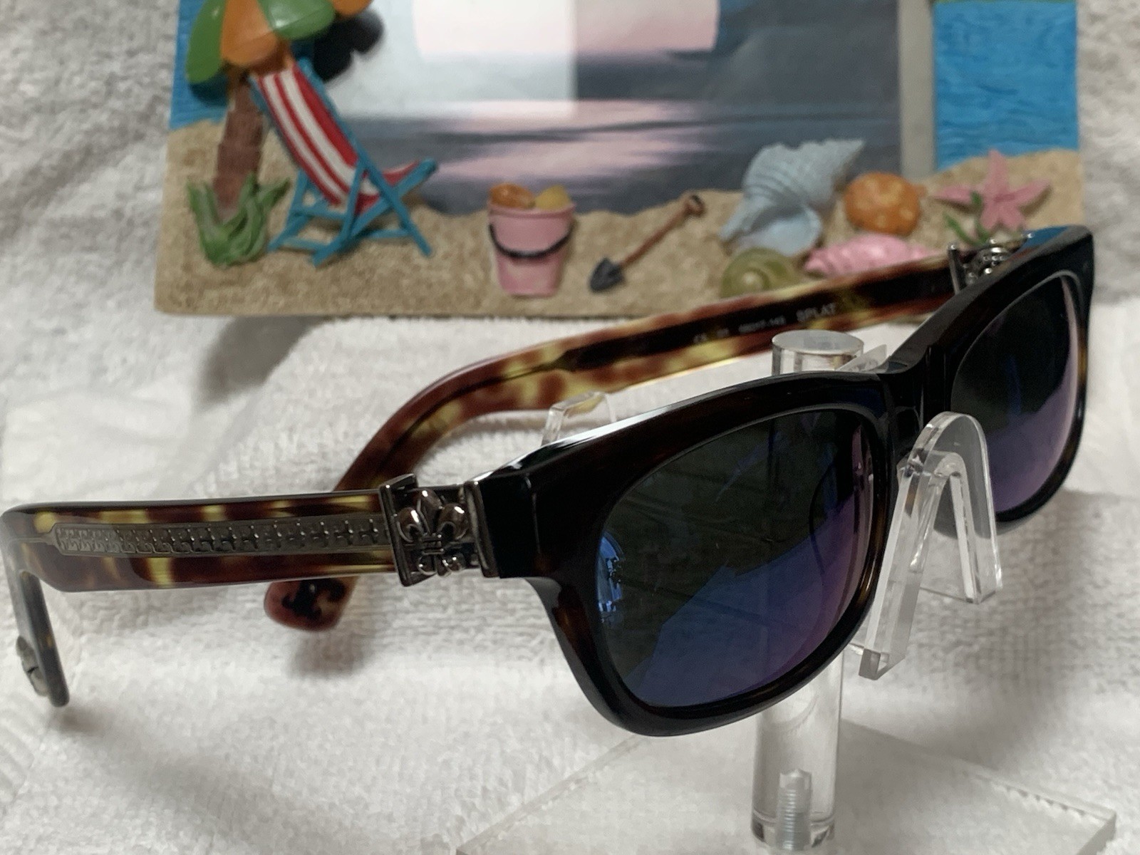 Chrome Hearts (Replica) Style Splat 55-17 Polarized Gray w/Blue mirror NEW