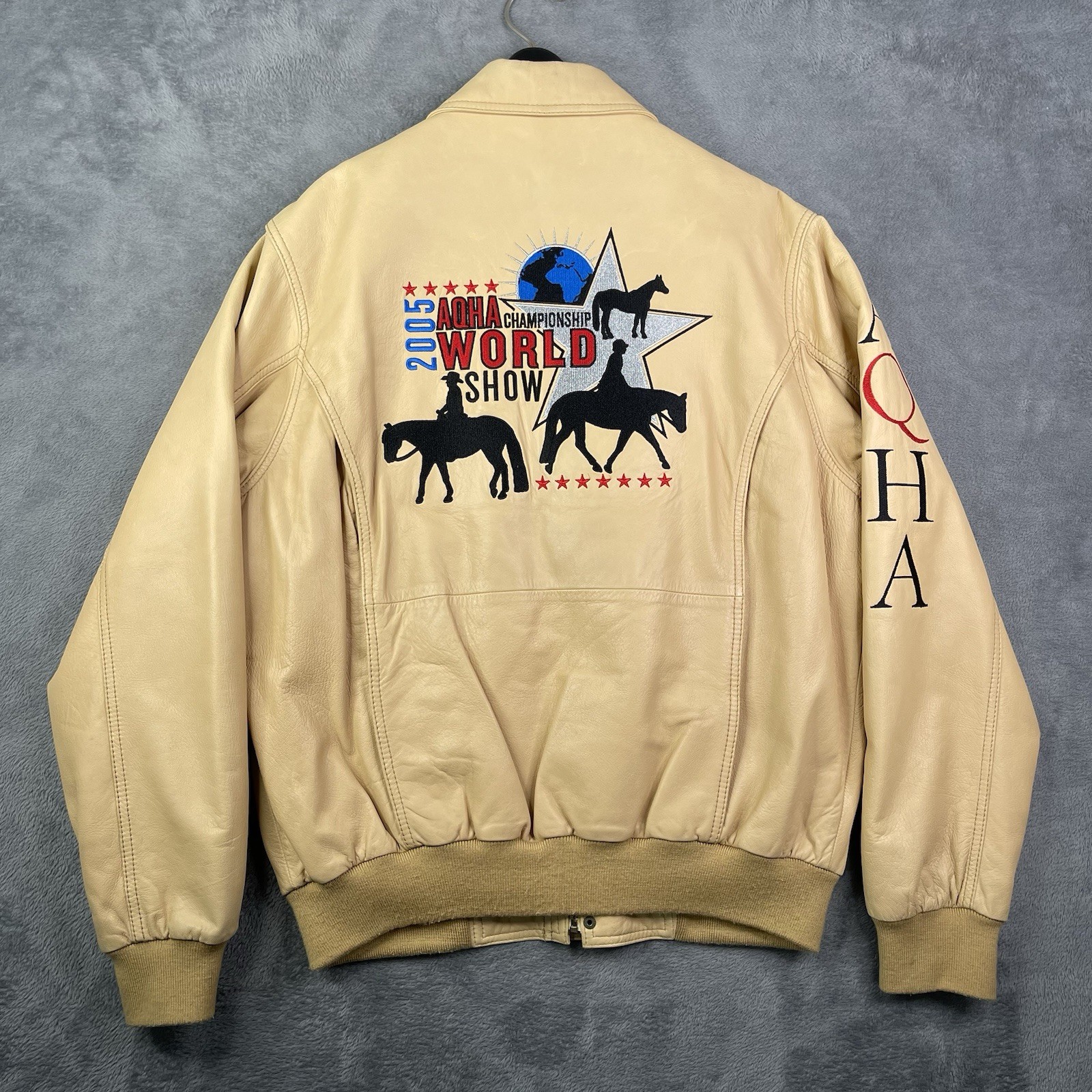 VTG AQHA Jacket Medium Leather Quarter Horse World Champ 05 Equestrian Western