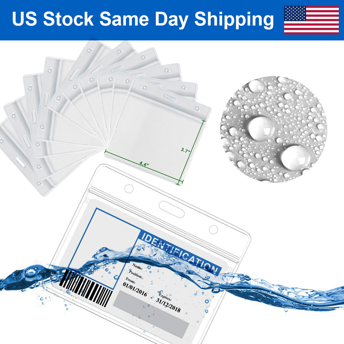 Clear Vaccination Card Protector Cover Case ID Credit Card Holder Badge Sleeve
