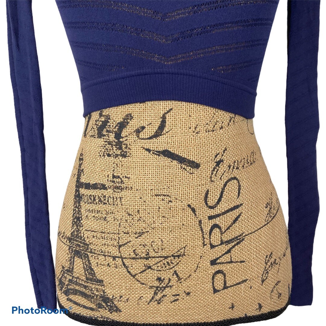 Free People Movement Gone Adrift Crop Top Medium NWT Navy Mesh Long Sleeve