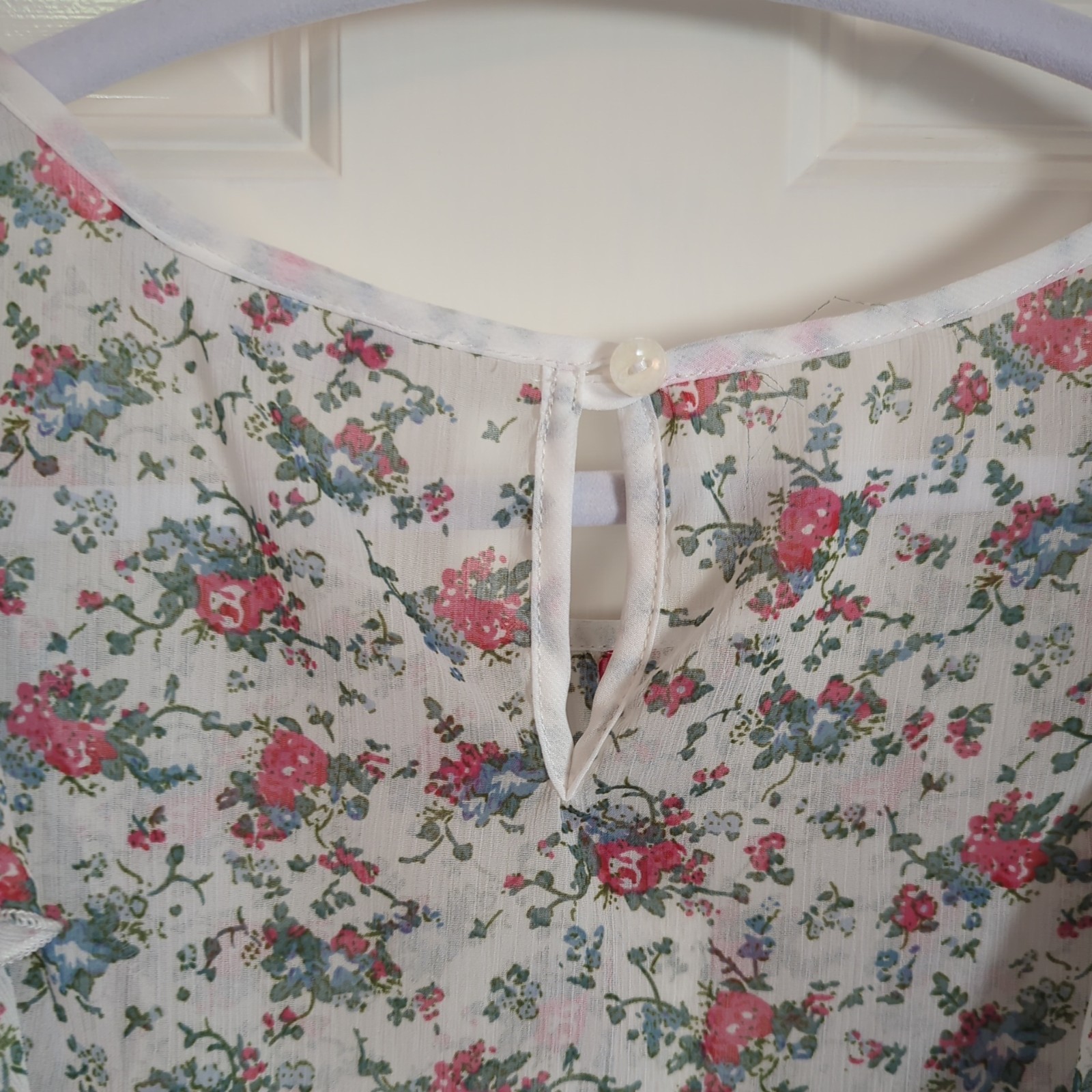 Debenhams Red Herring sheer chiffon floral rufle top UK10 Y2k whimsy floaty