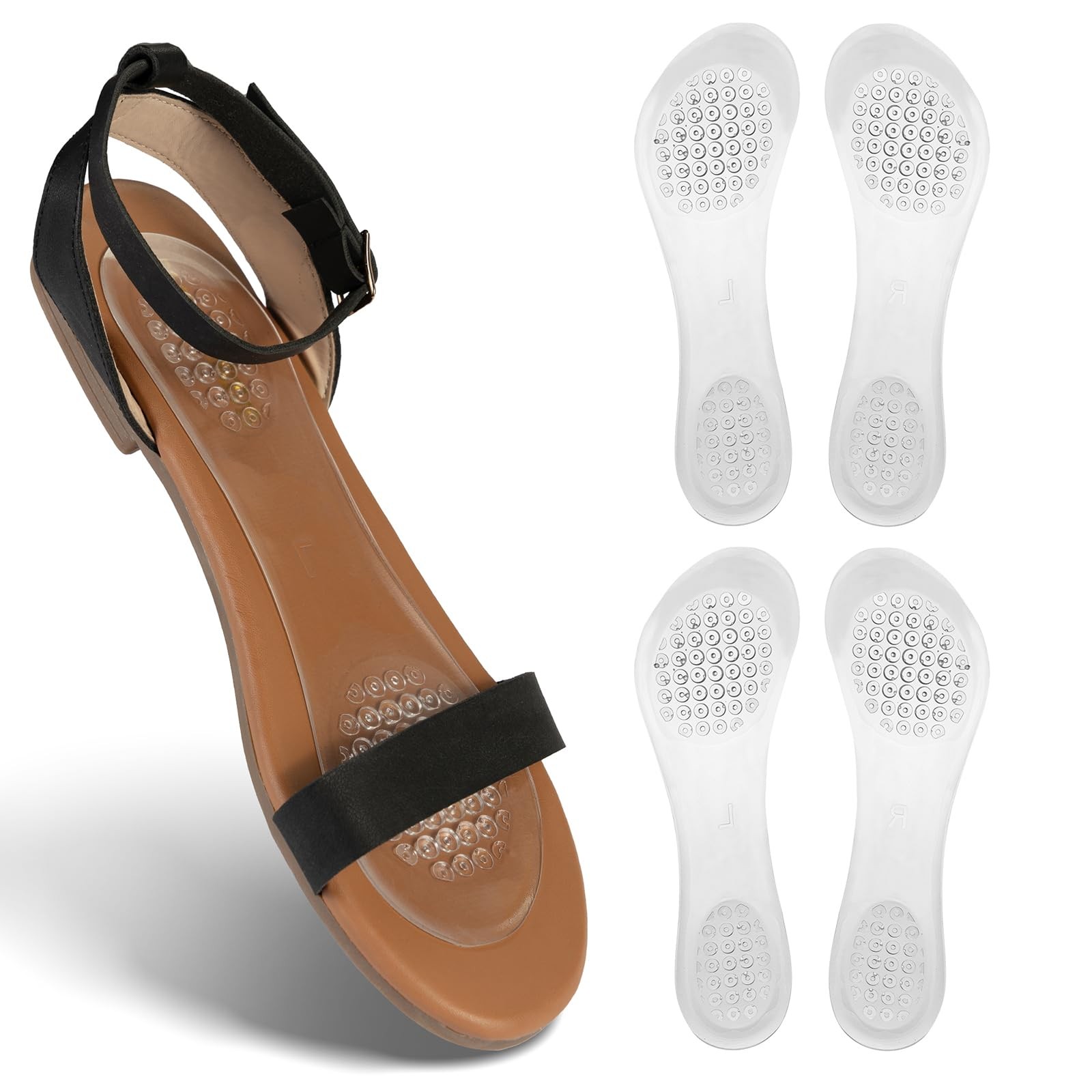 2 Pairs High Heel Inserts , Adhesive Cushioning Insoles for Sandals Flats Dre…