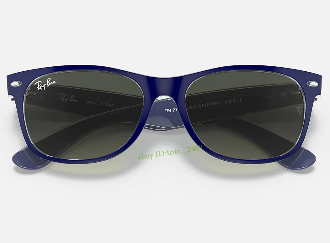 New RAY-BAN RB2132 6053/71 Crystal Navy Blue Wayfarer Sunglasses ItalyUV400 55mm