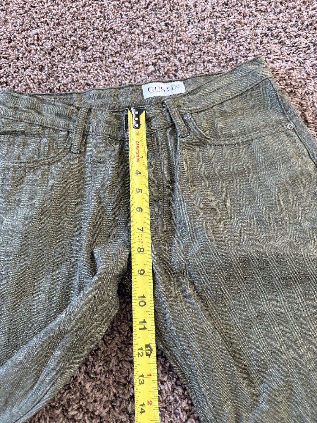 Gustin #198 AMERICAN BEDFORD CORD 5 POCKET GREEN MENS 35 Slim Fit PANTS