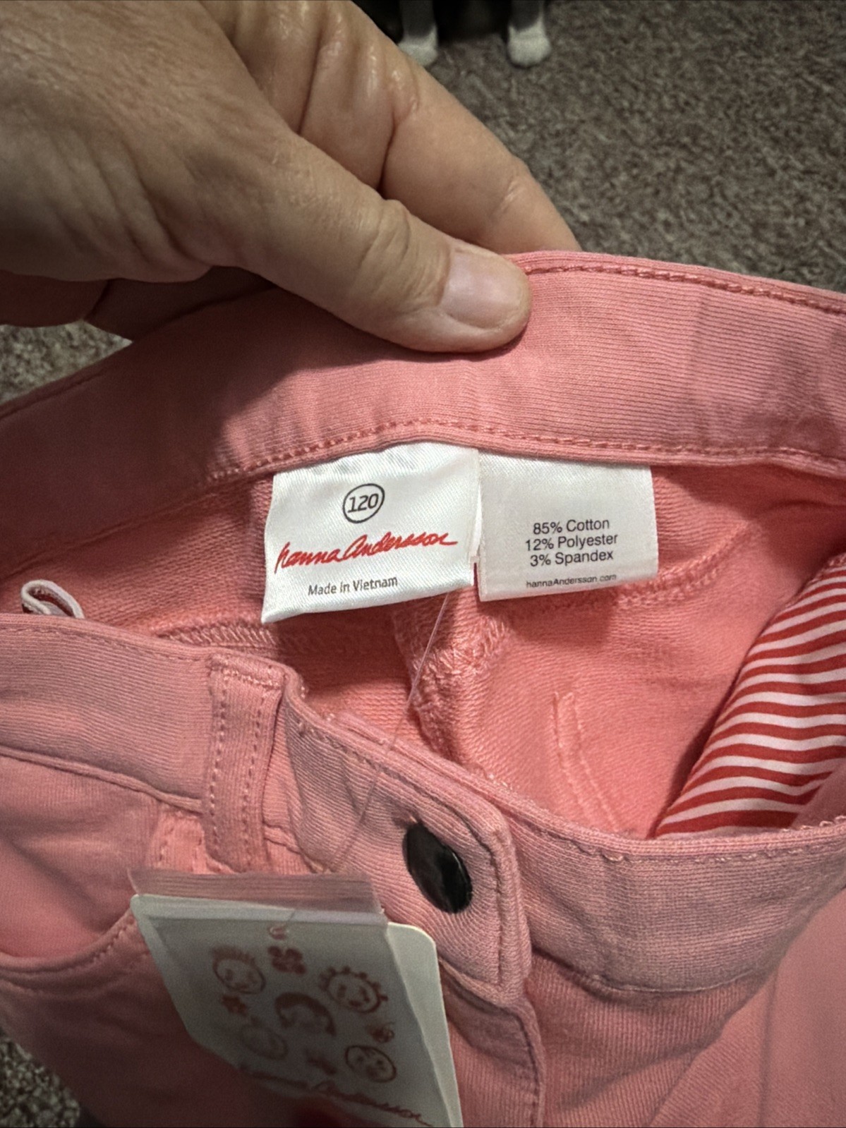 Hanna Andersson Girl’s Adjustable Waist Pants In Pink – Size 120 (6-7) – NWT