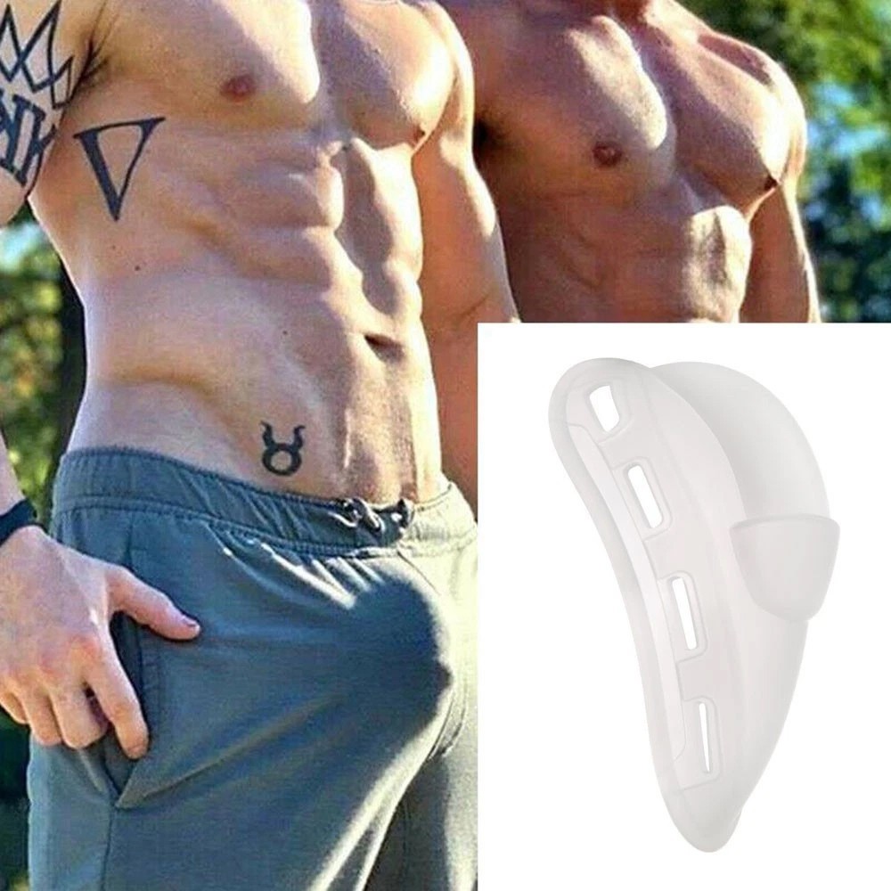 Mens Enlarge Bulge Pouch Protection Cup Pad Silicone Swim Underwear Briefs Clear