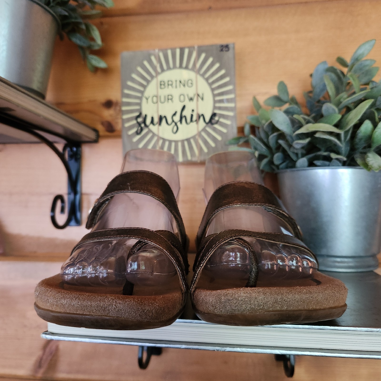 Aetrex Izzy Sparkle Faux Leather Metallic Comfort Arch Support Sandals Sz 6-6.5