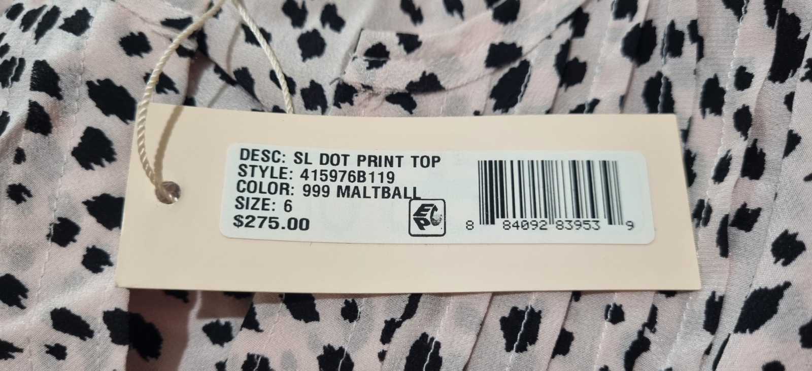 New Rebecca Taylor Polka Dot V-Neck Sleeveless Ruffle Top Pink Black Women’s 6