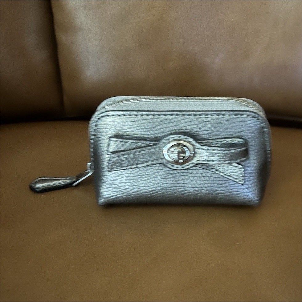 COACH Coin Purse Leather Bow (Gunmetal)