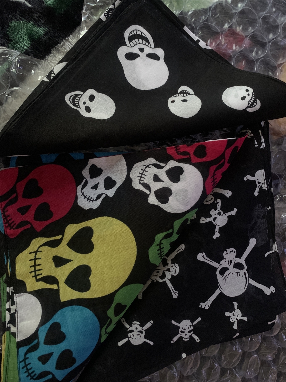 Pack Of 3 Bandana 100% Cotton Skull Print Double Sided Scarf/Head /Neck.