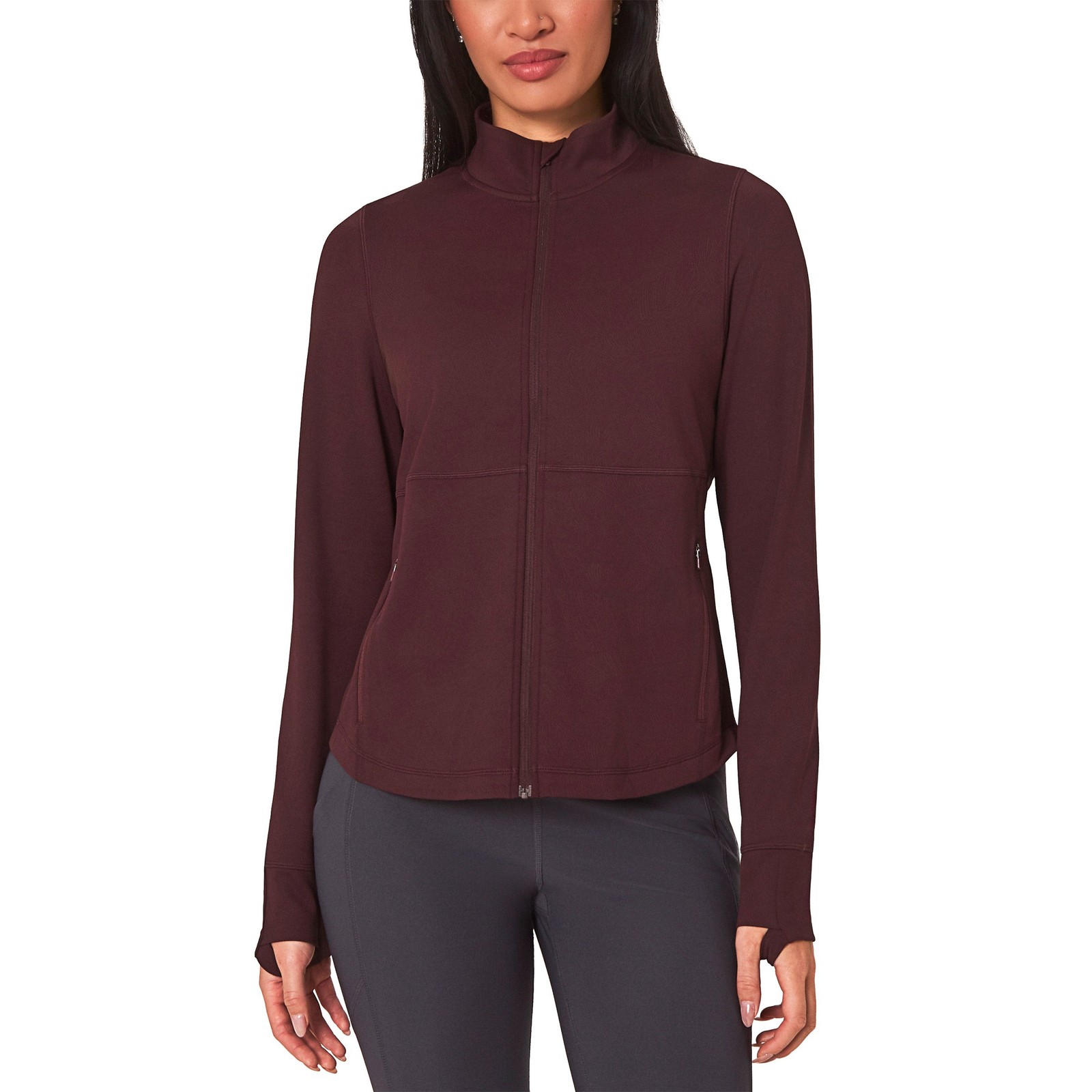 Mondetta Women’s Jacquard Full-Zip Moisture Wicking Zip Pockets