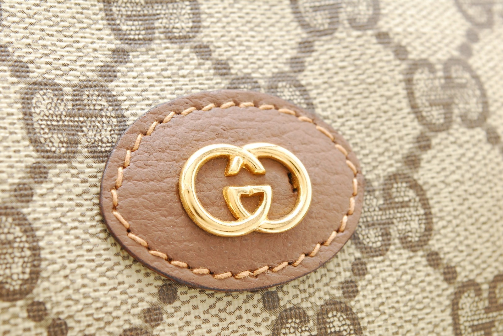 Gucci GG Supreme Canvas Leather Boston Bag Beige Brown