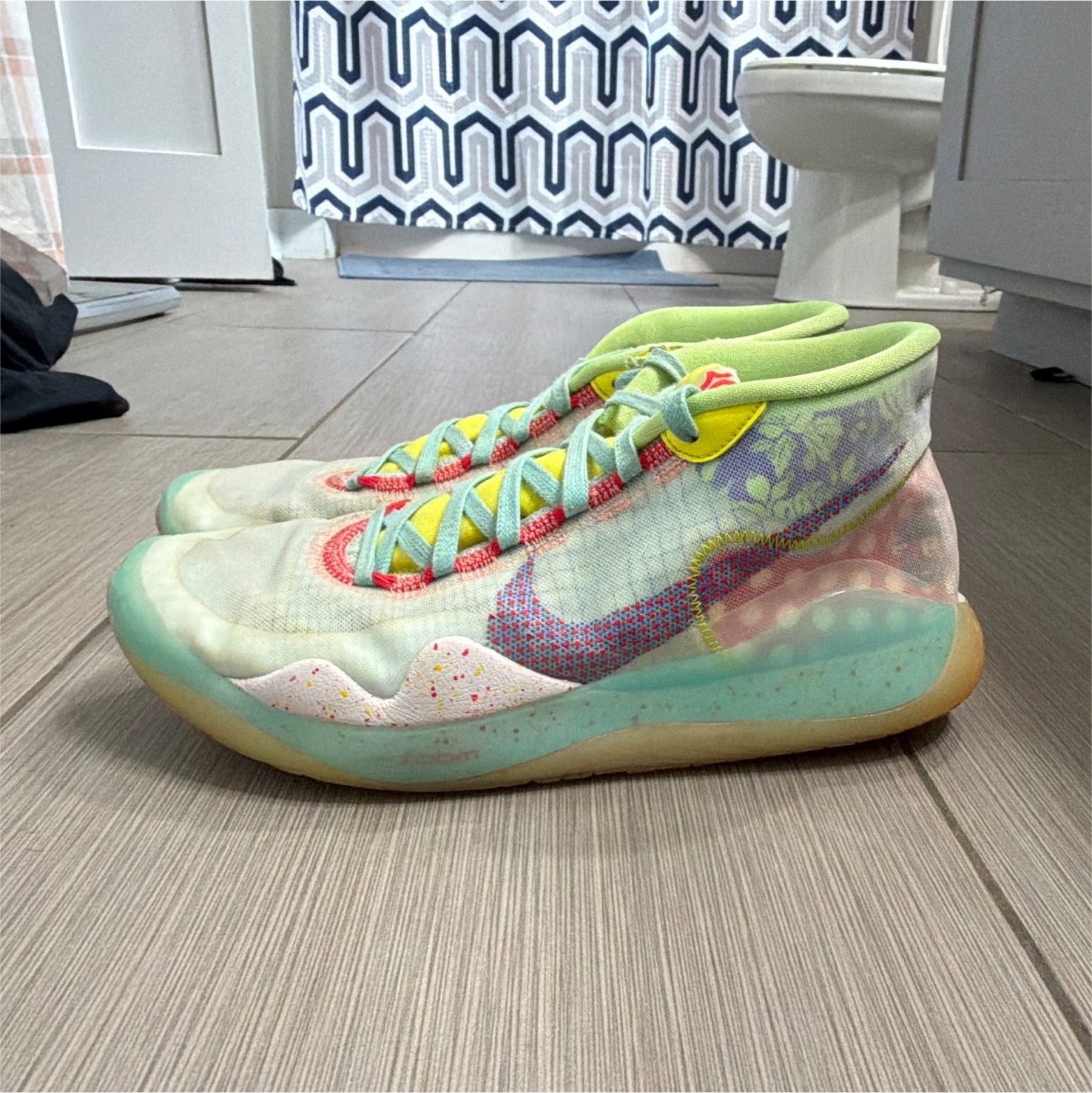 Nike Zoom KD 12 EYBL Peach Jam Mid Top Basketball Sneaker Multicolor CK1195-300