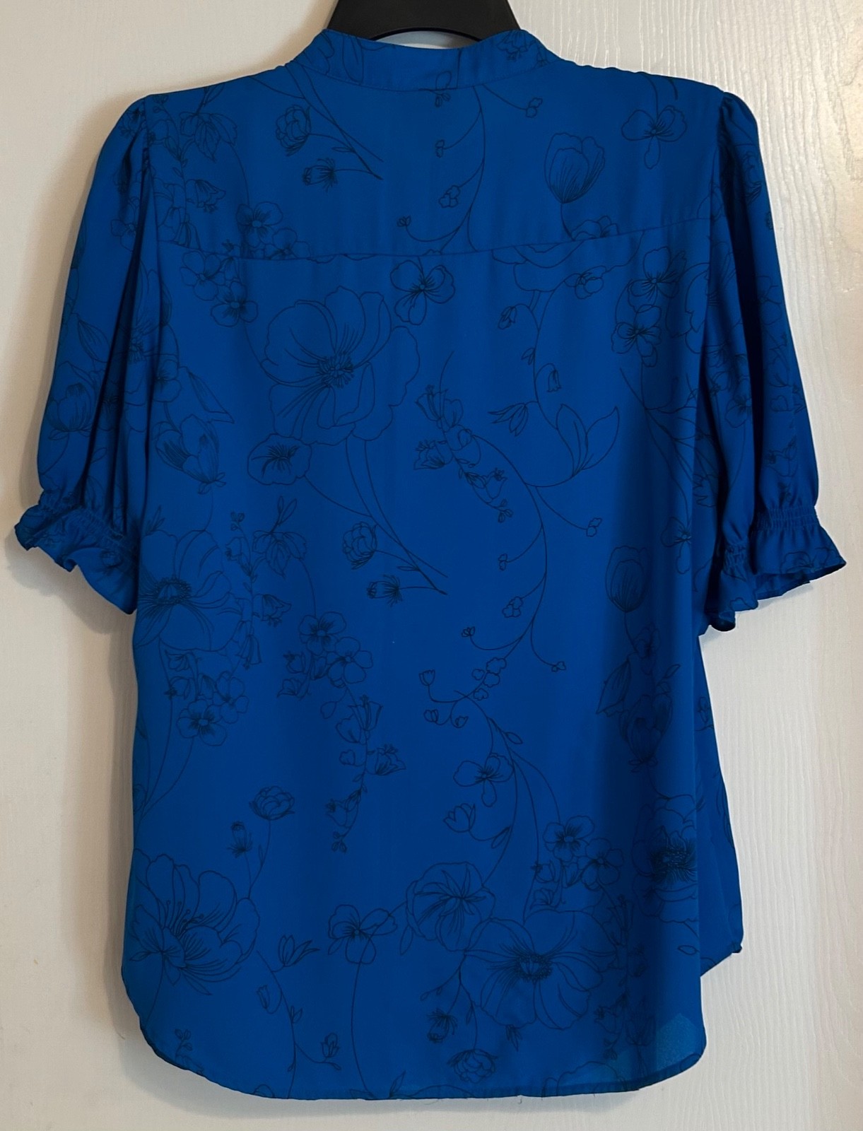 Worthington blue blouse womens large short sleeve