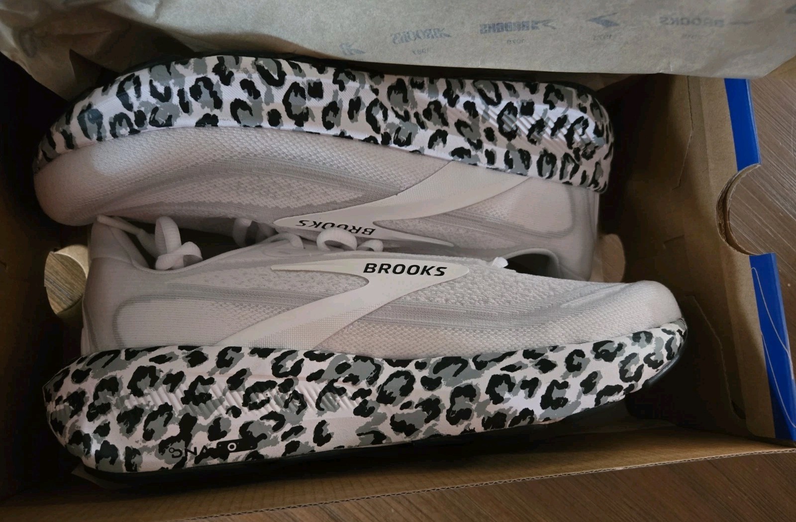 Brooks Revel 9 White Cheetah/Leopard Print Women’s Running Shoes Size 8.5 NIB